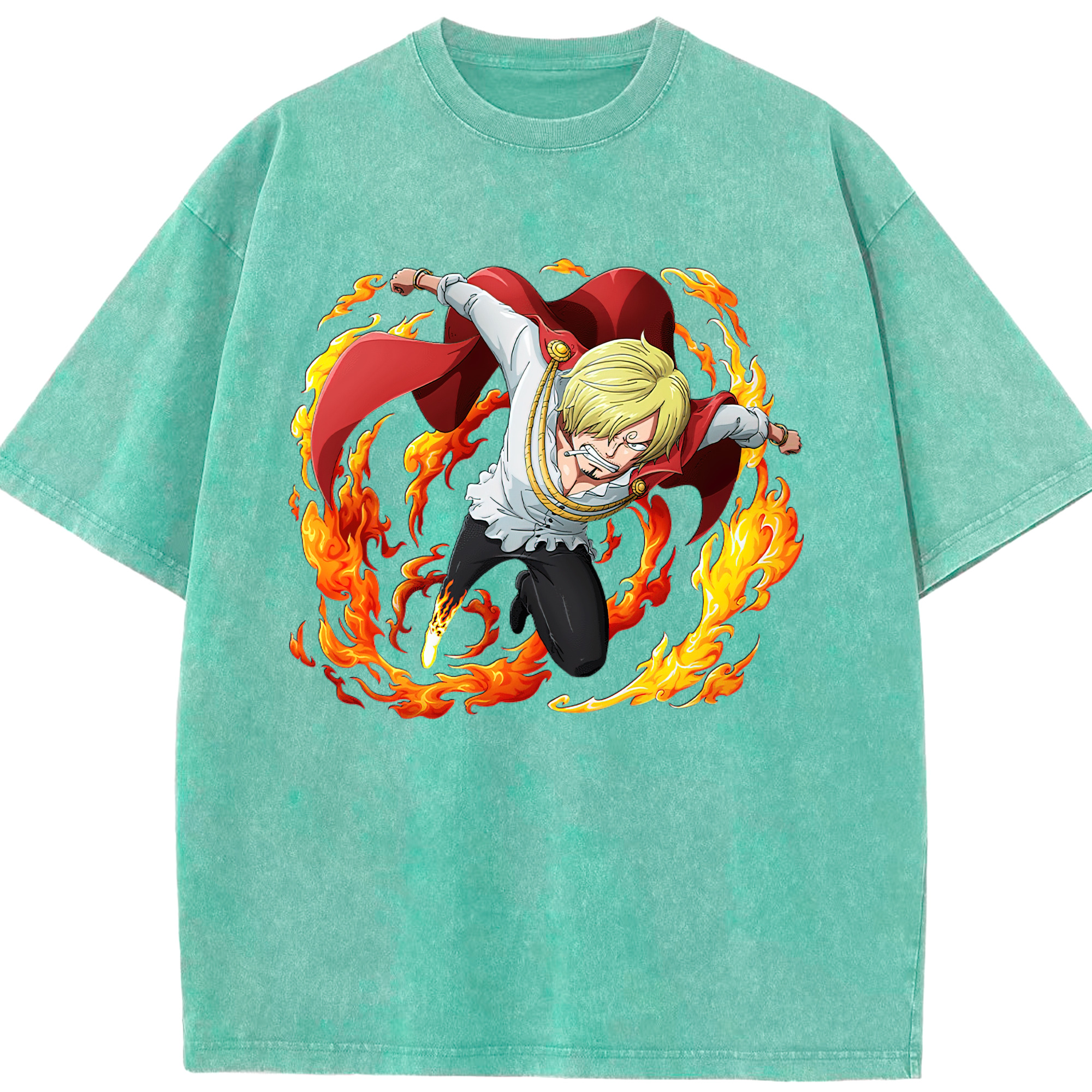 ワンピース サンジ ONE PIECE Sanji 綿100% ヴィンテージ風 半袖Tシャツ（フロントプリント）